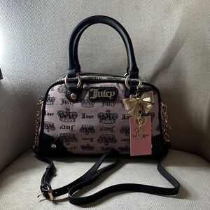 Juicy Couture Brown and Pink Satchel With Top Handle and Crossbody Strap